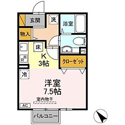 ロイヤルクレッセント西登戸弐番館 1Kの間取図画像
