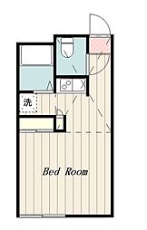 小田急小田原線 町田駅 徒歩22分の賃貸マンション 2階1Kの間取り