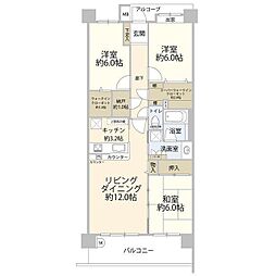 千葉都市モノレール 作草部駅 徒歩8分の賃貸マンション 4階3LDKの間取り