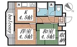 ラ・レジダンス・ド・アドラーブル 2Kの間取図画像