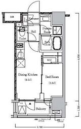 プライマルイプセ池尻大橋 5階1DKの間取り