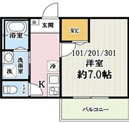 キャメル所沢狭山ヶ丘3Ｃ 3階1Kの間取り