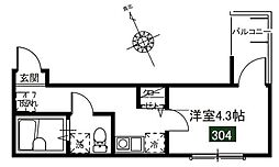 MELDIA東大宮III 3階1Kの間取り