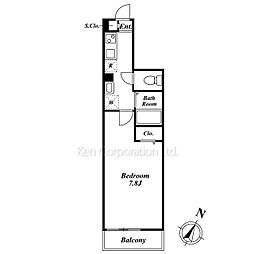 ＵＴＯＰＩＡ長者丸 2階1Kの間取り