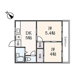 ファミリー永山 2階2DKの間取り