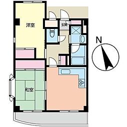 プリデ新小岩 2LDKの間取図画像