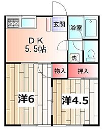 第3かつらハイツ 2DKの間取図画像