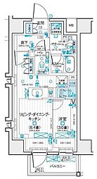 デュオステージ北千住III 5階1LDKの間取り