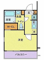 ラフィーナー松戸 3階1Kの間取り