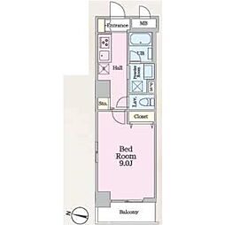 アロー東海神37番館 2階1Kの間取り