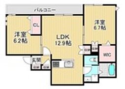 Plaisir 2LDKの間取図画像