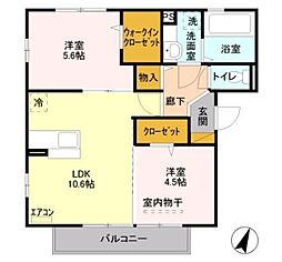 エスポワール II 2階2LDKの間取り