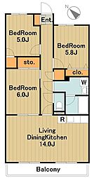 セイシェル 1階3LDKの間取り