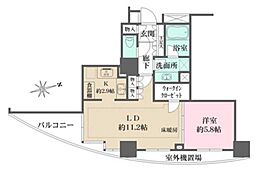 ドレッセ目黒インプレスタワー 4階1LDKの間取り