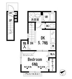 フォレストメゾン5514 1DKの間取図画像