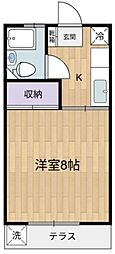 サカエハイツ 1階1Kの間取り