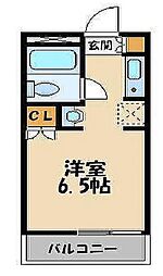 アーバンハウス板谷 4階ワンルームの間取り