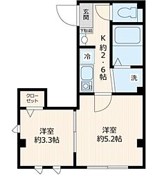 クレール月島 2Kの間取図画像