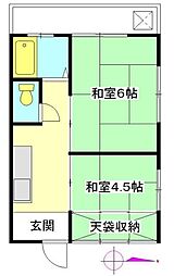 コーポ河野第1 2DKの間取図画像