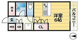 ベルグリーン熊内 ワンルームの間取図画像