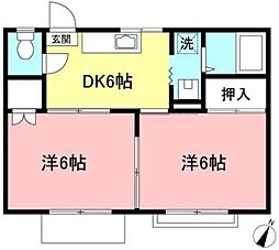 ベルメゾン高ヶ坂 2DKの間取図画像