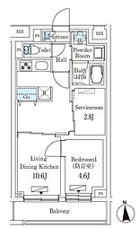 プラネソシエプラス桜台 2階1SLDKの間取り