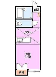 サンモリッツ高志 ワンルームの間取図画像