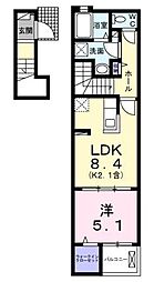 フォンターナ・ガルボII 1LDKの間取図画像