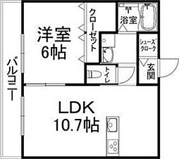 カーサ・フェリーチェ長岡京 2階1LDKの間取り