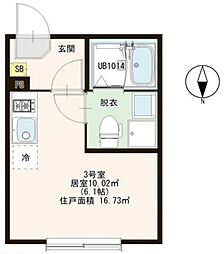 ハーモニーテラス北小岩ＸＶ 3階ワンルームの間取り