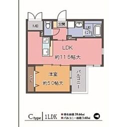 阪急神戸本線 西宮北口駅 徒歩11分の賃貸マンション 2階1LDKの間取り