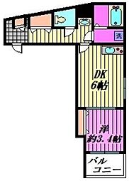 Mark Duo大和田I 3階1DKの間取り