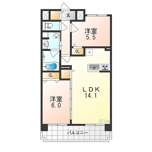 スペチアーレ堺 ｜大阪府堺市堺区一条通(賃貸マンション2LDK・8階・58.24㎡)の写真 その2