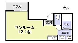 Windflower 1階ワンルームの間取り