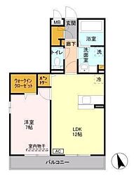 ドルチェ・アンナ B 3階1LDKの間取り