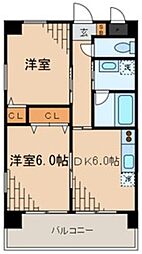 都営新宿線 瑞江駅 徒歩8分の賃貸マンション 4階2DKの間取り