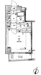 レーヴ東京イーストフェルクルール 1Kの間取図画像