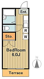 多摩都市モノレール 大塚・帝京大学駅 徒歩6分の賃貸アパート 2階1Kの間取り