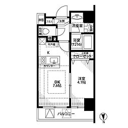 プレール・ドゥーク秋葉原III 7階1LDKの間取り