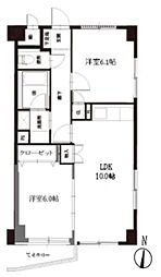 KDXレジデンス鶴見 2LDKの間取図画像