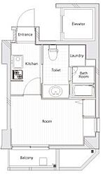 ル・リオン赤羽 7階1Kの間取り