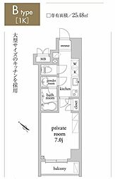 アーベイン常盤台 1Kの間取図画像