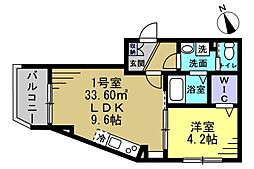 55-1 船橋 1LDKの間取図画像