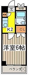 クロノス岩戸 3階1Kの間取り