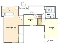 PATH牛込神楽坂 2階2LDKの間取り