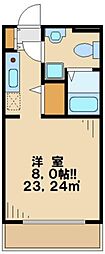 プリムヴェール聖蹟 1Kの間取図画像