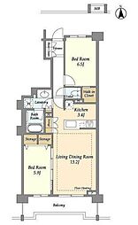 ブランズ川口本町 2LDKの間取図画像