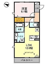 ロイジェントパークス レイクタウン D 2階1LDKの間取り