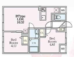エルファーロ目黒III 2LDKの間取図画像