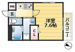 ワコーレヴィータ神戸駅WEST 1階1Kの間取り
